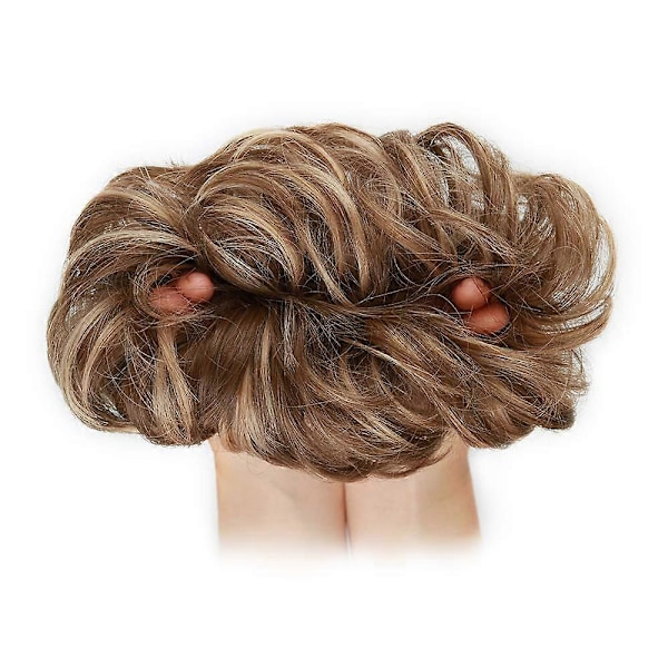 1 STK. rodet hårknold, hårelastikker, extension, krøllet, bølget, rodet, syntetisk chignon til kvinder, opsat hår