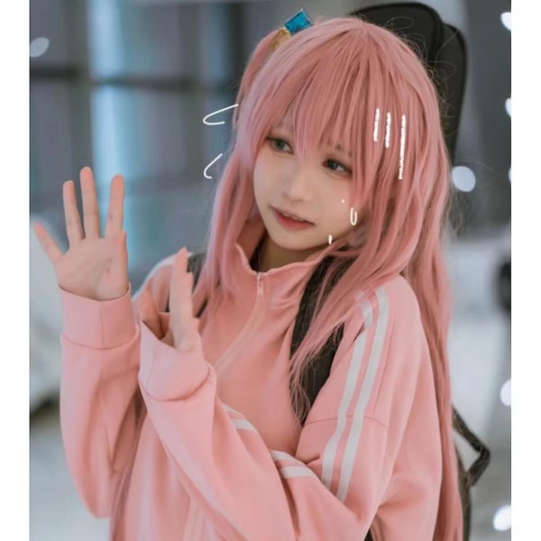 Gotou Hitori Cosplay Bocchi The Rock Gotou Hitori Cosplay Costume Jk Uniform Rosa Jacka Kjol Peruk Kostym Halloween Anime Cosplay M