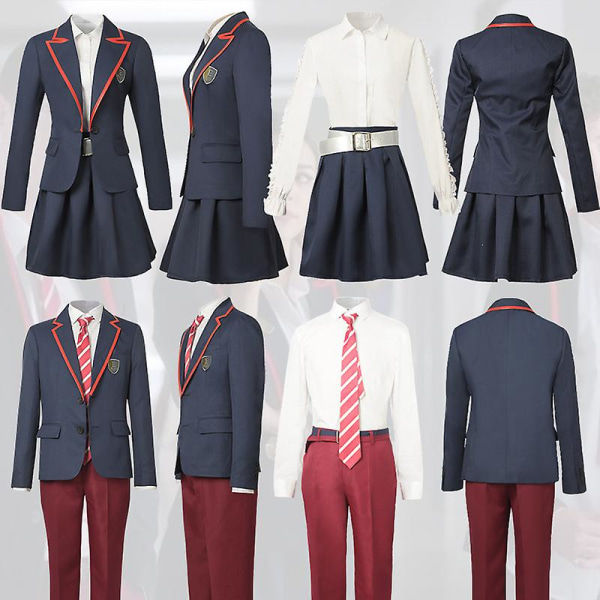 Elite Cosplay Kostym, Omar Samuel Guzman Cosplay Outfit Skoluniform Nadia Rebe Studenter Academia Outfit Klänning Grå Kappa Jk Skoluniform Hallowee Male S
