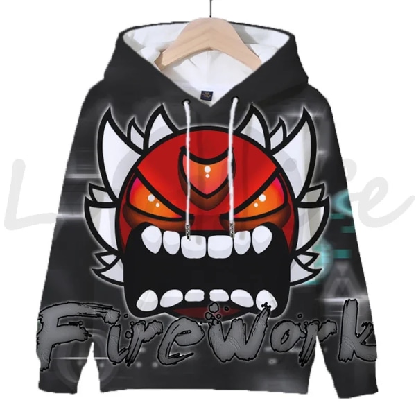 Angry Geometry Dash Hoodies för crianças, Cartoon Game Sweatshirts för crianças, 3D Print Hoody, Pulôveres för meninas och meni Gold S