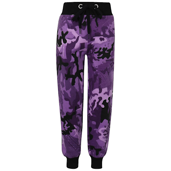 Barn Unisex Sweatshirt Set för enkel träningsoverall Camo Purple 9-10 Years
