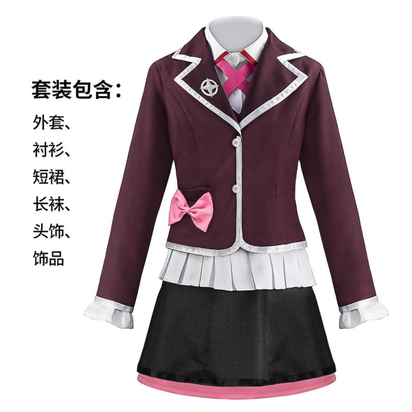 Kostym Utsugi Kotoko Cosplay Jk Uniform Peruker Huvudbonader Danganronpa Cosplay Halloween Kvinna Festkläder Skolkläder L