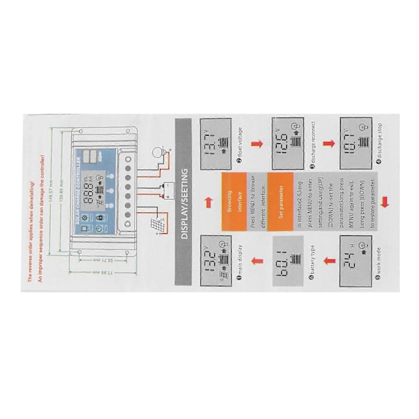 Smart Solar Charge Controller Regulator MPPT Opladning LED Display USB Output 12V/24V40A