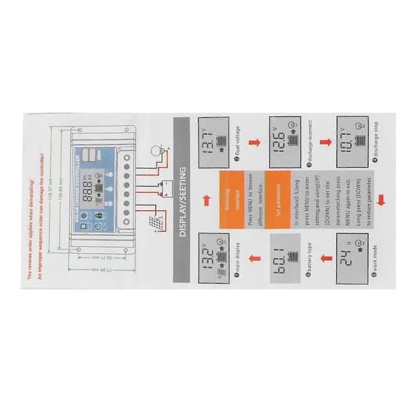 Smart Solar Ladekontroller Regulator MPPT Lading LED Display USB Utgang 12V/24V40A