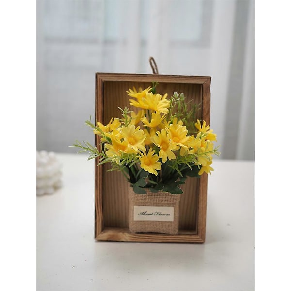3D Handgjord Konstgjord Blomma Väggdekoration Trä Fotoram Imitationsblommor Dekoration Simulerad Blomma och Växt Fotoram