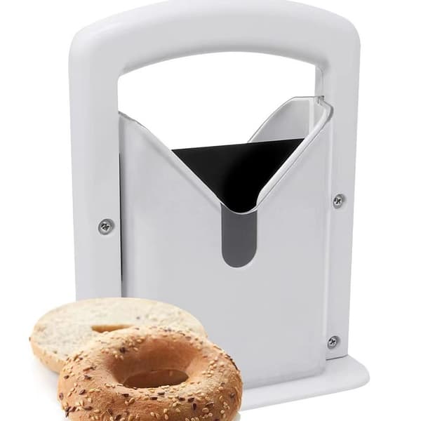 Bagelkutter i rustfritt stål, brødkutter, kjøkkenverktøy White