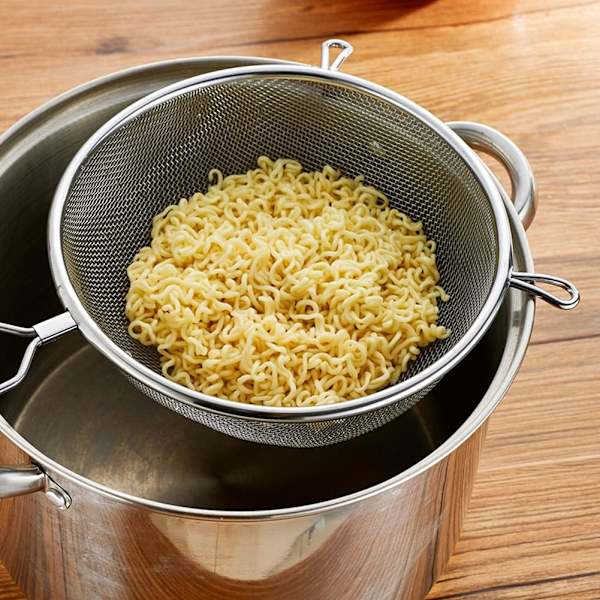 Si - Mikroperforeret mesh - Si til ris, pasta, nudler, grøntsager - Rustfrit stål - 20 cm.