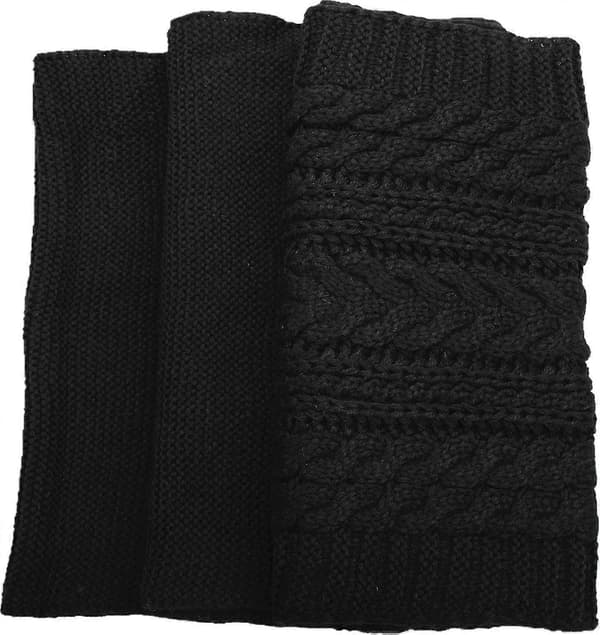 Dame Tyk Ribstrikket Vinter Infinity Circle Loop Halstørklæde Premium Crochet Black