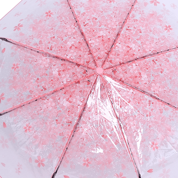 Transparent Hopfällbart Paraply Trendigt Prinsessparaply Körsbärsblom(Rosa)