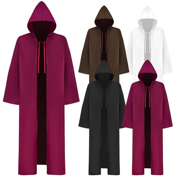 Halloween Robe Cosplay Kostym Star Wars Jedi Knight Cape Cloak Kostym wine red L