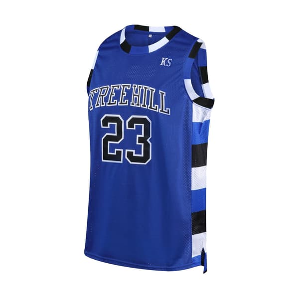 Retro broderad basketlinne för män Blue No. 23 L