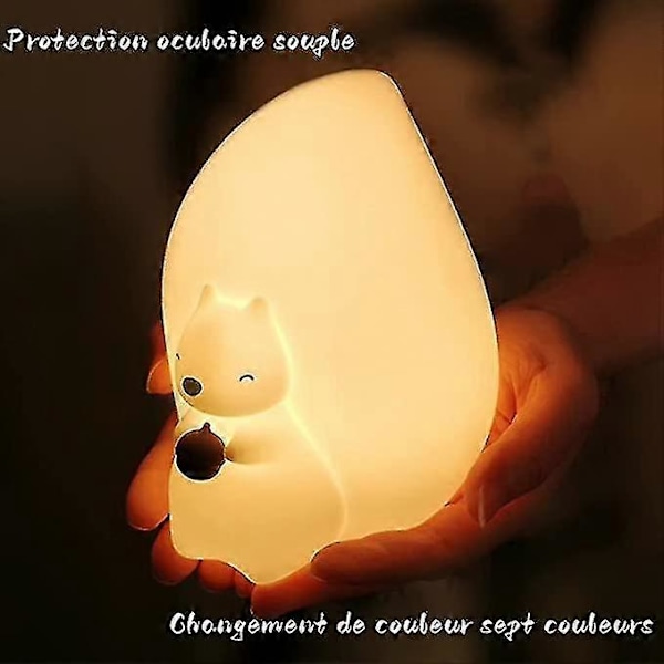 Børnenatlampe Baby, sengelampe Soveværelse Egern LED Genopladelig-jie
