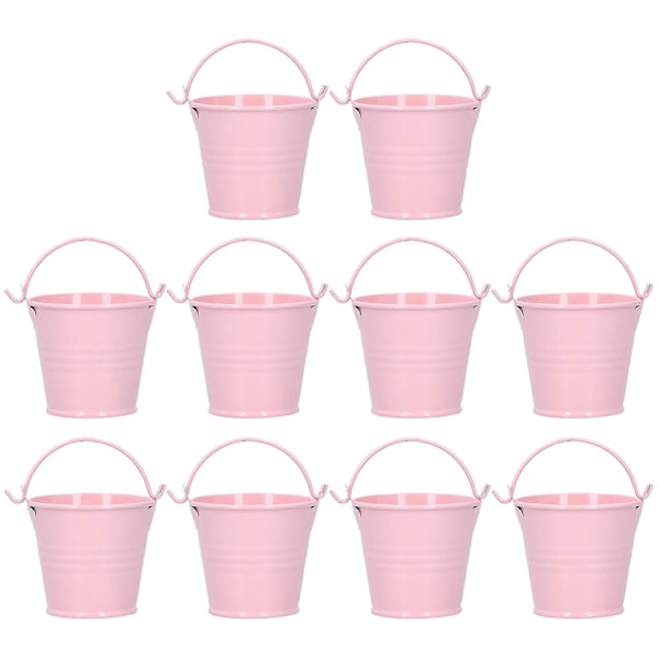 10 KPL Kukkaruukku Mini Mehikasvi Ruukku Pieni Metallinen Ämpäri Sisä- ja Ulkokoristeluun Pinkki 4x5,5x6cm