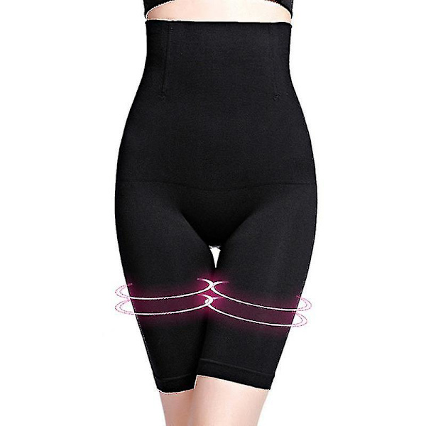 Magkontrollshorts för kvinnor högmidjade kroppsformade trosor Slipshorts under klänningar Lår smalare BLACK XS S