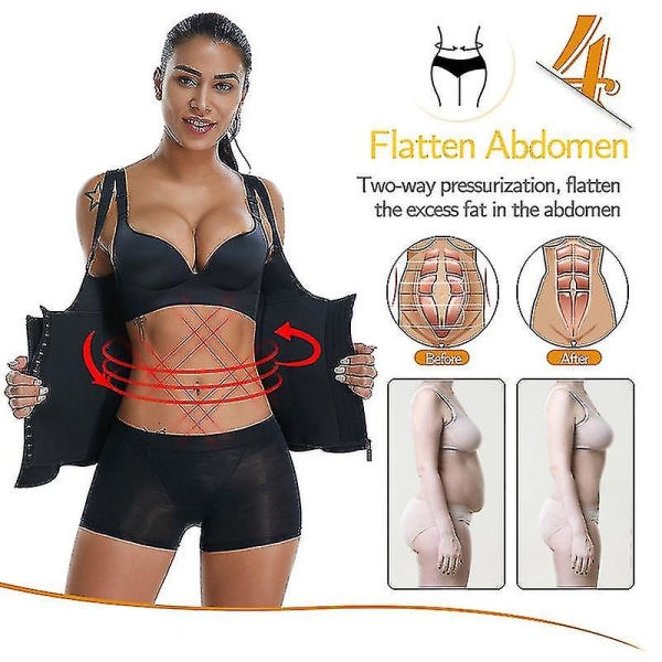 Tflycq 3 Clip1 Zip 6 Stålbenad waist trainer Sportträning Kroppsformare Magkontroll black 4XL