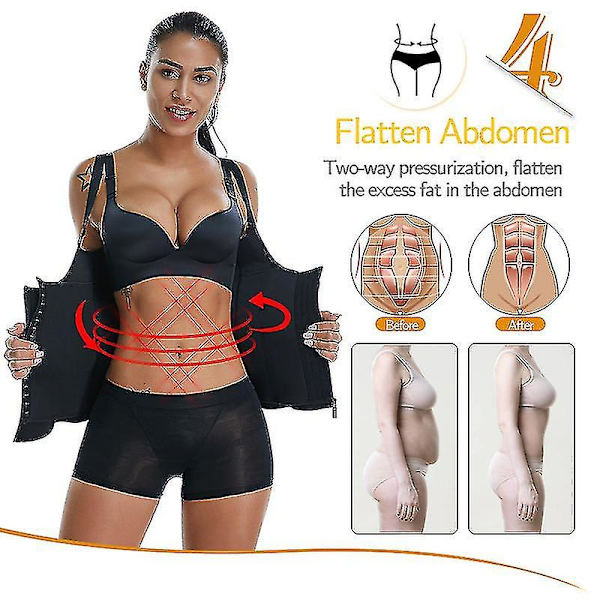 Tflycq 3 Clip1 Zip 6 Stålbenad waist trainer Sportträning Kroppsformare Magkontroll black 5XL
