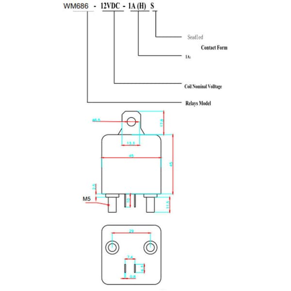4-polet 12V 100A NO starterrelæ solenoid til plæneklipper, havetraktor, golfvogn