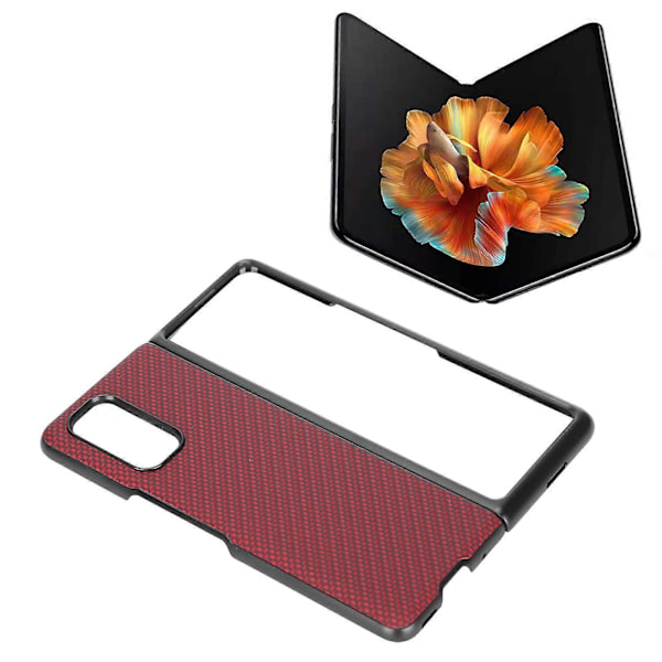 Kolfibertexturerat Telefonfodral för Xiaomi MIX FOLD ABS Smartphone Skyddsfodral Röd