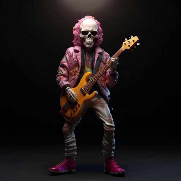 Pieni hartsi luuranko koristeet Kuolleiden päivä patsas rock-yhtye hahmo, Halloween koristeet lahjat ystäville (15cm)D