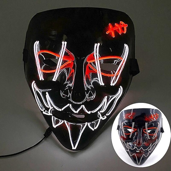 Halloween Neon Led Purge Mask Masque Masquerade Party Masker Ljus Lysande I Mörkret Roliga Masker Cosplay Kostymtillbehör 18