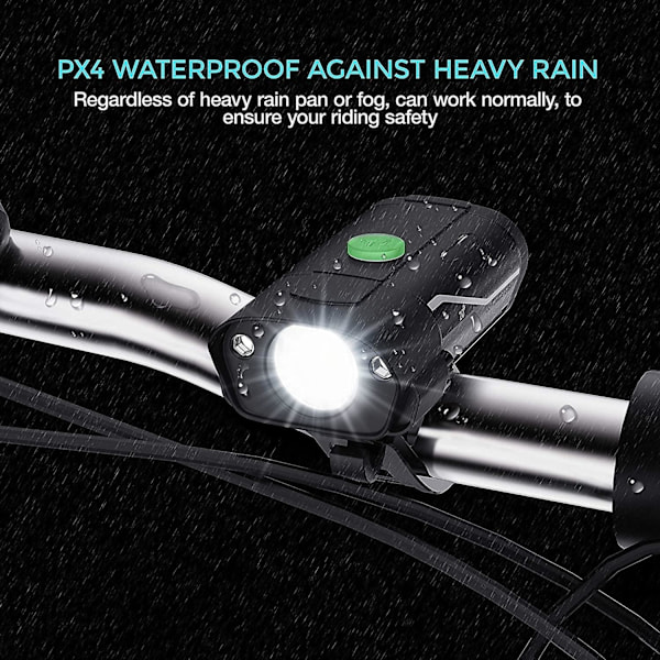 1000 Lumen USB Genopladeligt Sæt, 3 LED Cykellys Super Lys Spotlight IPx5 Vandafvisende Cykelsikkerhed Lommelygte 360 Rotation 3 Hastigheder
