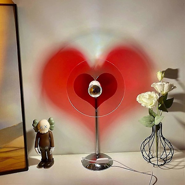 Rød Hjerteprojeksjonslampe, Romantisk Hjerteformet Projektorlampe LED Nattlys Bordlamper, Kreativ Projeksjonslys For Bryllup Hjem Soverom Bakgrunn