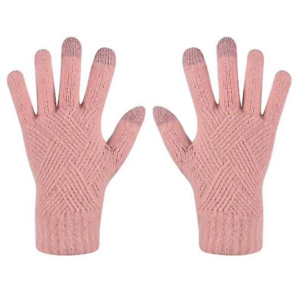 Kvinna Vinter Varmstickade Full Finger Handskar Herr Solid Woolen Touch Screen S-xl Style7