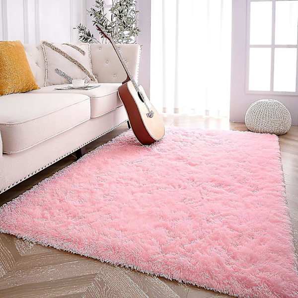 Tflycq Soft Fluffy Area Mattor Kompatibel med Sovrum Barnrum Plysch Shaggy Nursery Matta Furry Throw Mattor Kompatibel med Pojkar Flickor, College Sovsal Pink 2.6 * 5.2 Feet