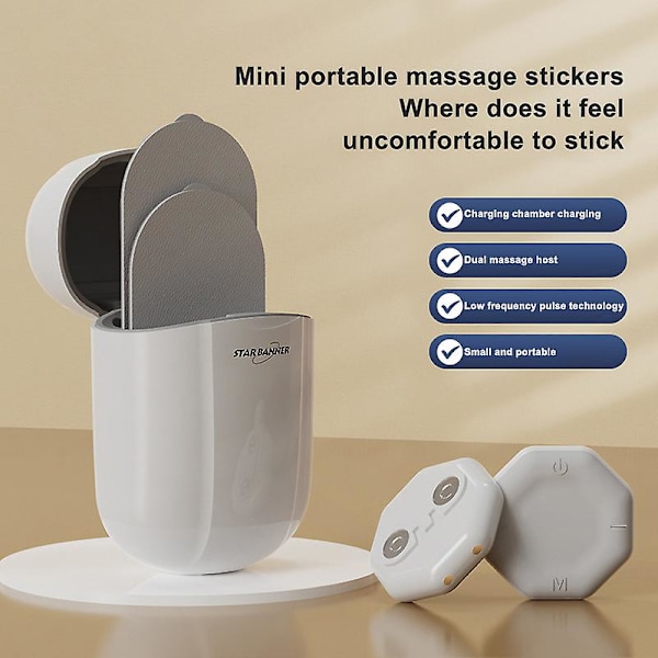 Bärbar massageplåster Laddningsbox Mini Smärtlindrande terapianordning Trådlös elektrisk pulsmassager för nacke axel rygg Black no RC