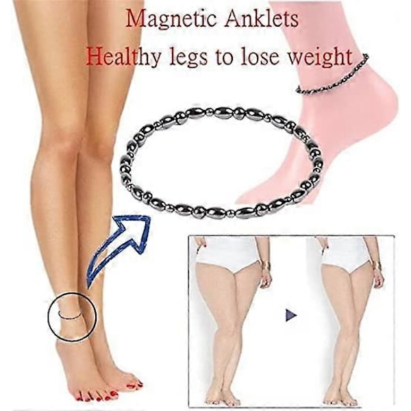 Damanklets med magnet, hematit lindrar ledvärk och främjar sömn, 2 stycken, ljus svart 6mm