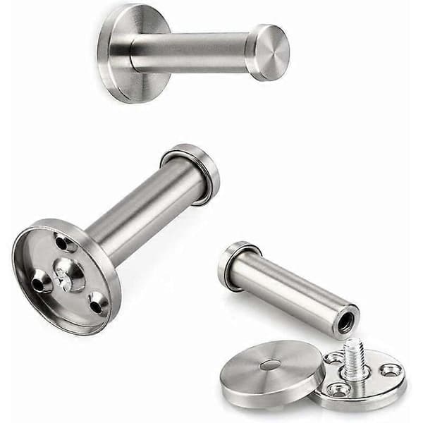 Vægmonterede knager i rustfrit stål, badekåbeknager, kromfinish, rund base - 6 stk. Starlight