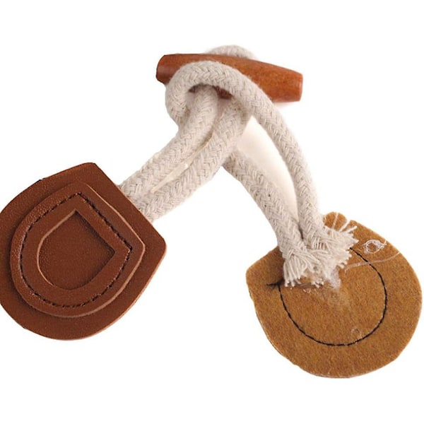 Hornknapper 16 Par Træ PU Læder Hornknapper Toggle Knap Horn Toggle Syning, til Frakke, Jakke, DIY Dekoration, 16cm