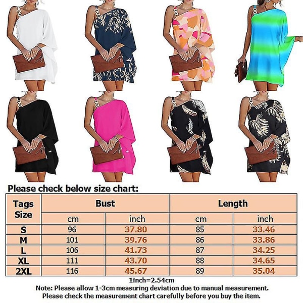 Kvinnors off Shoulder solklänning sommar Casual T-shirt klänning Tie Dye XL