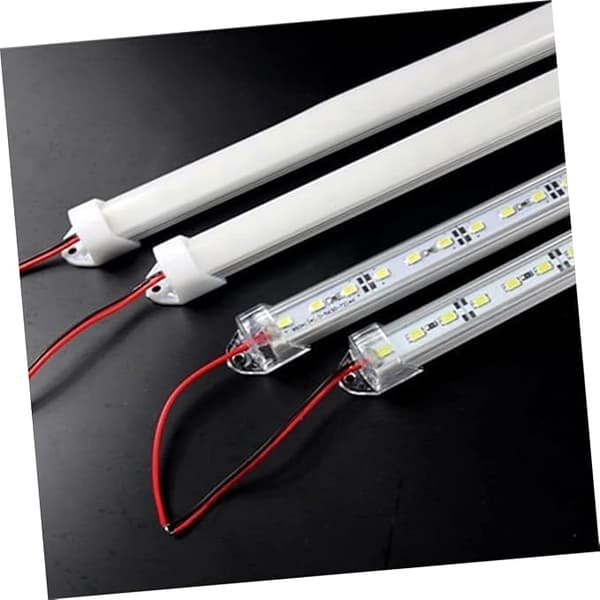 2 stk DC 12V 50cm stiv LED-stripe i aluminium (hvit)