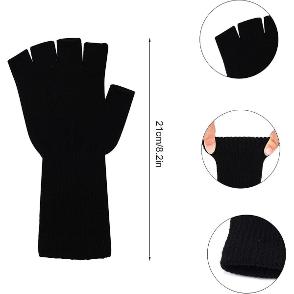 3 Par Fingerless För Kvinnor Män Halvfinger Vinterhandskar Lättvikt