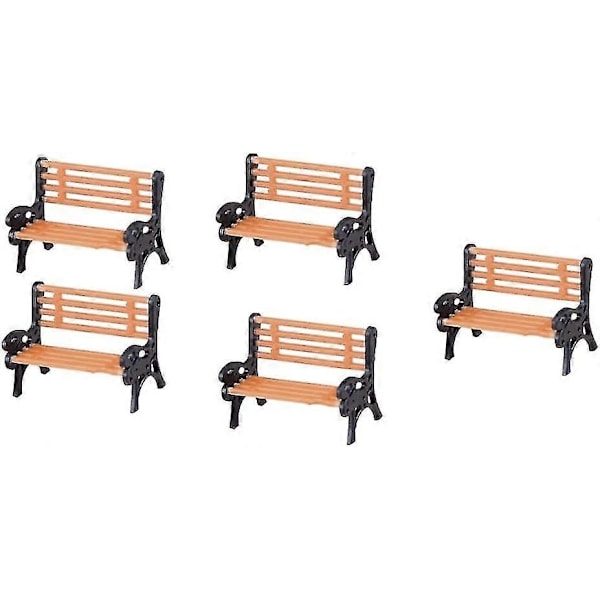 5 st Mini Parkbänkar Modell Tåg 1:100 Bänk Stol Soffa Miniatyr Parkbänk Hantverk för Järnvägslayout