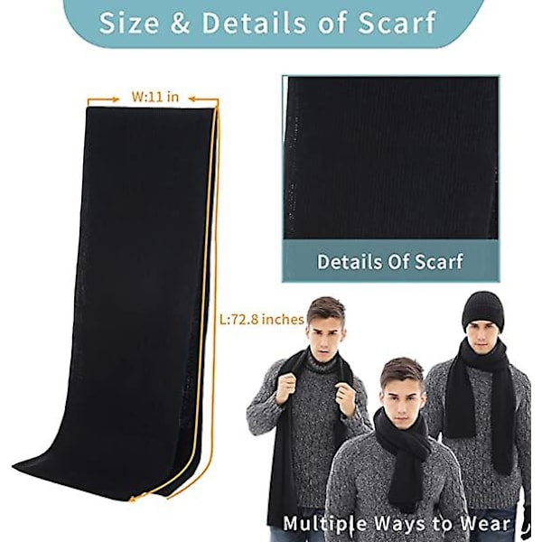 Beanie Hat Scarf Handskar Set 3 delar, Elastisk stickad mössa Halsvärmare Touch Screen Handskar