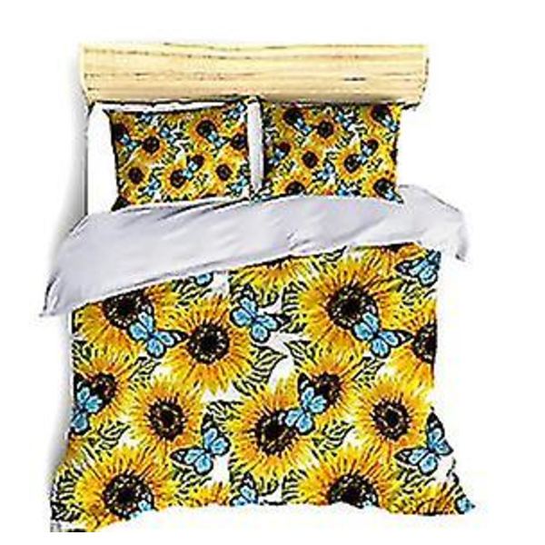 3 delar Sängkläder Set Solros Cover med 2 örngott för hem Sängrumsdekoration 8pc 155 220cm