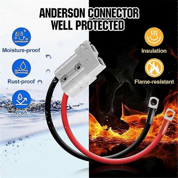 Anderson Konnektor 50A Kit Anderson Stik 8 Gauge 30cm Batterikabler Vandtætte Hurtigstik kompatible med Lifepo4