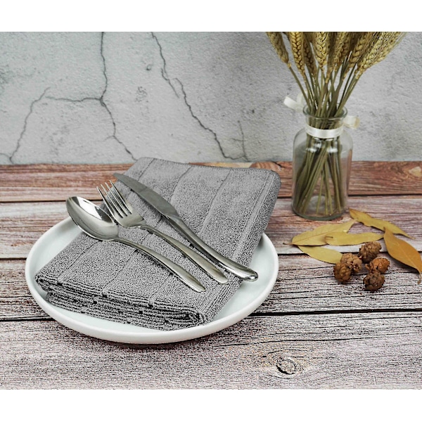 Sæt med 8 Mikrofiber Viskestykker Super Absorberende Ekstra Store Tykke Køkkenhåndklæder Stribede 70cm X 50cm