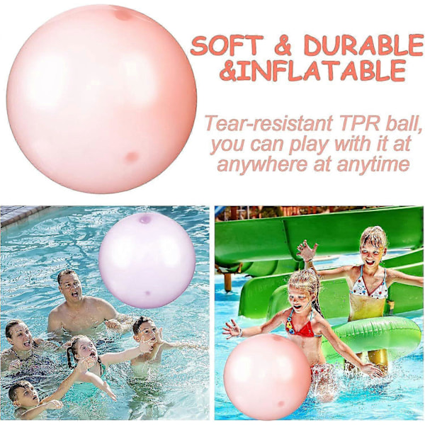 Extra stor 130 cm, uppblåsbar rund bubbelboll, vattenfylld transparent bubbelboll, TPR uppblåsbar ballong, klappboll, slumpmässig färg