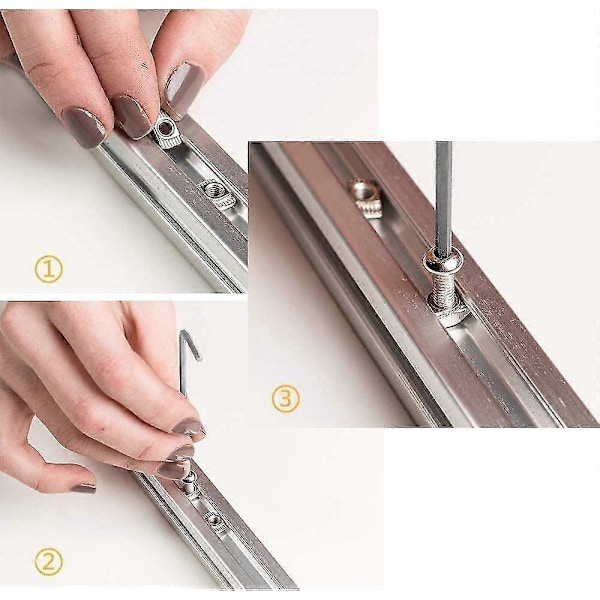 200 st T-spår Mutter M3 M4 M5 T Spår Mutter Kit Hammarhuvud Mutter För Europeisk Standard 20 Serie Aluminiumprofil T-mutter Glidande
