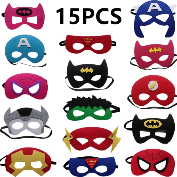 15 st/lot Superhjältemask Cosplay Princess Halloween Jul Barn Vuxenfest Kostymmask Födelsedagsfest Barnpresenter 1