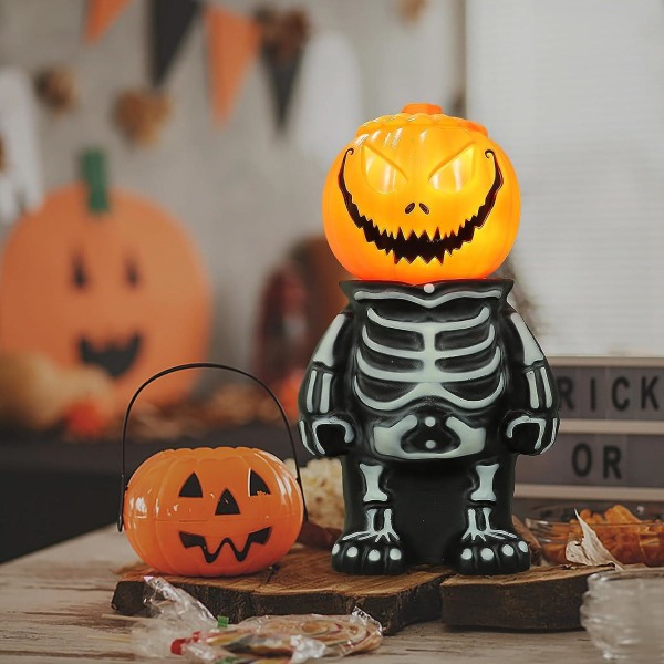 Halloween Lampa Halloween Pumpa Dekorationer Skalle Pumpa Lampa Med Pumpa Huvud Och Skelett Kropp Dekorativ Halloween Nattlampa För Bordslampa De