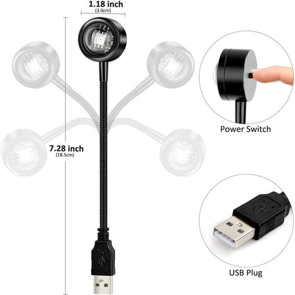 USB Solnedgångsprojektor Ljus Regnbågsatmosfär Nattlampa Sunset Red