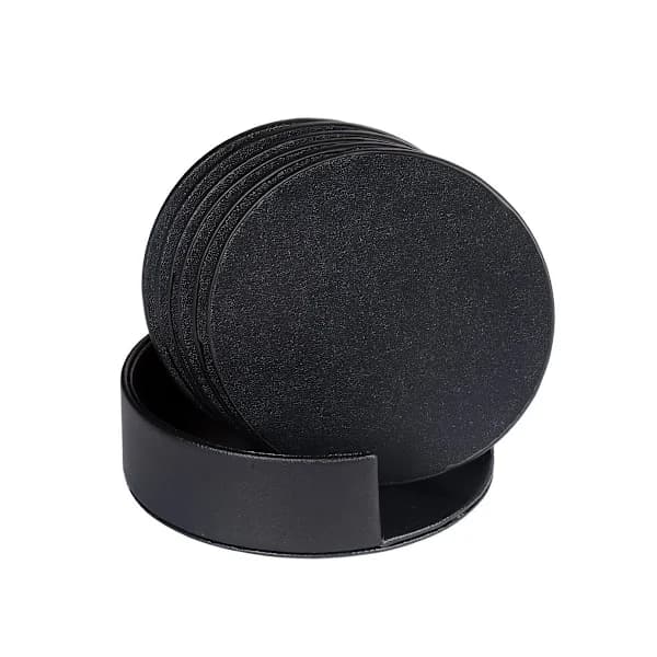 6-pak - Læder coasters - Glas coasters