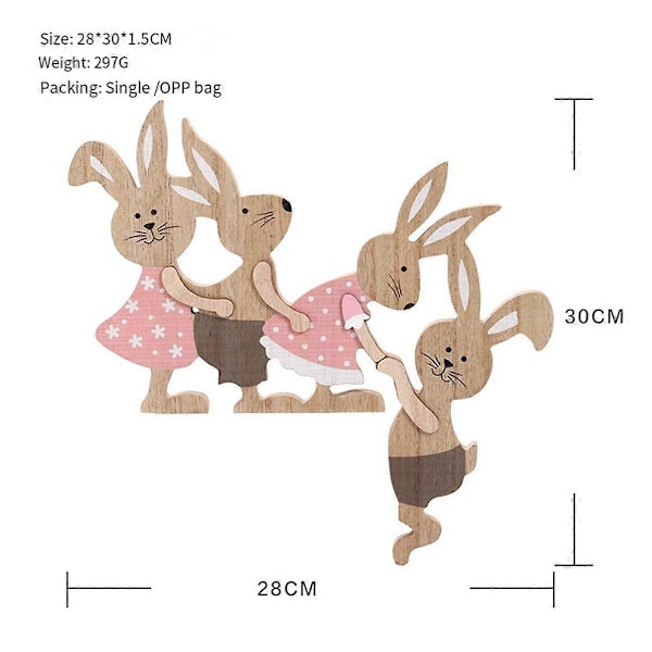 Træ Gynge Kanin Håndværk Skrivebords Ornament Hjem Dekoration Bunny Dørramme Vedhæng Husholdningsartikler