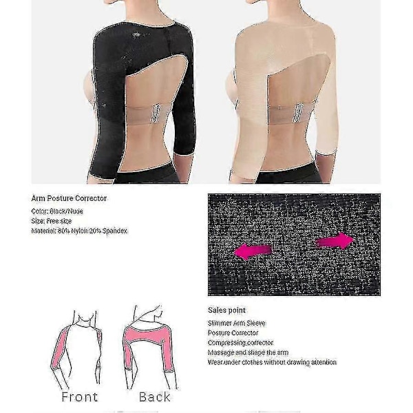 Overarms-Former Post-Kirurgisk Slankere Kompressionsærmer Holdningskorrigerende Toppe Shapewear Til Kvinder