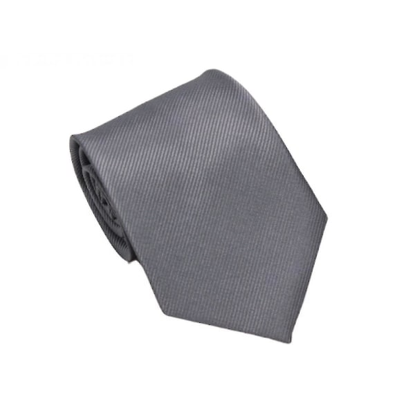 Smart Casual Herrslips, Polyester Twill, Handgjord Solid Tiegrey