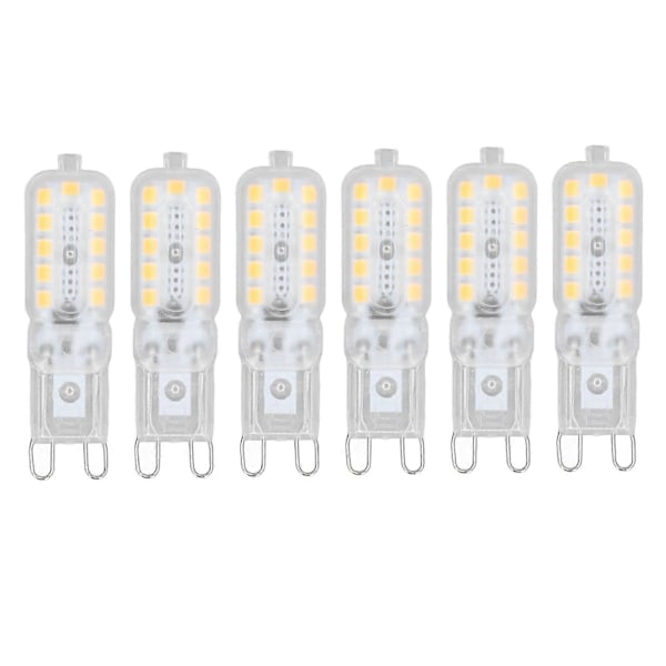 6 stk. G9 LED Pære 5W Transparent Cover 22LED Dæmpbar G9 Lyspære til Loftslampe Væglampe Bordlampe Hvidt Lys 110-140V